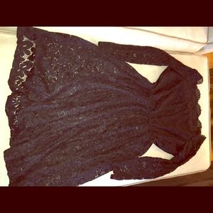 Never worn! Black lace below knee cocktail dress